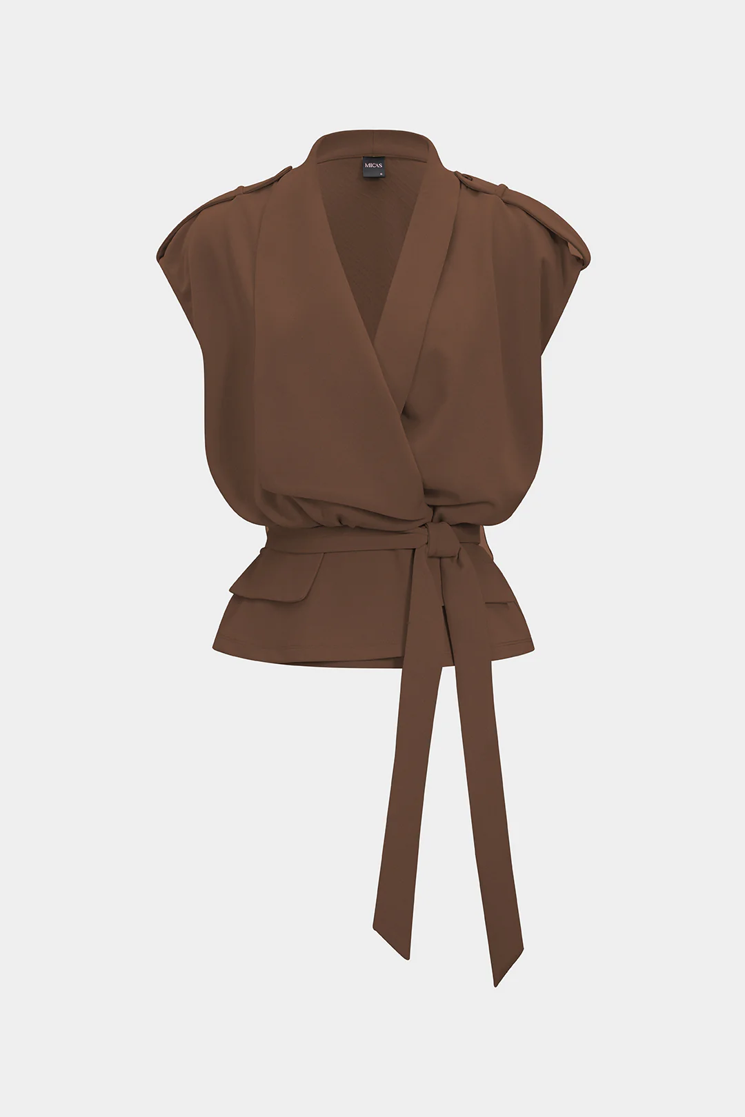 Linen Tie Front Asymmetrical Vest - Image 11
