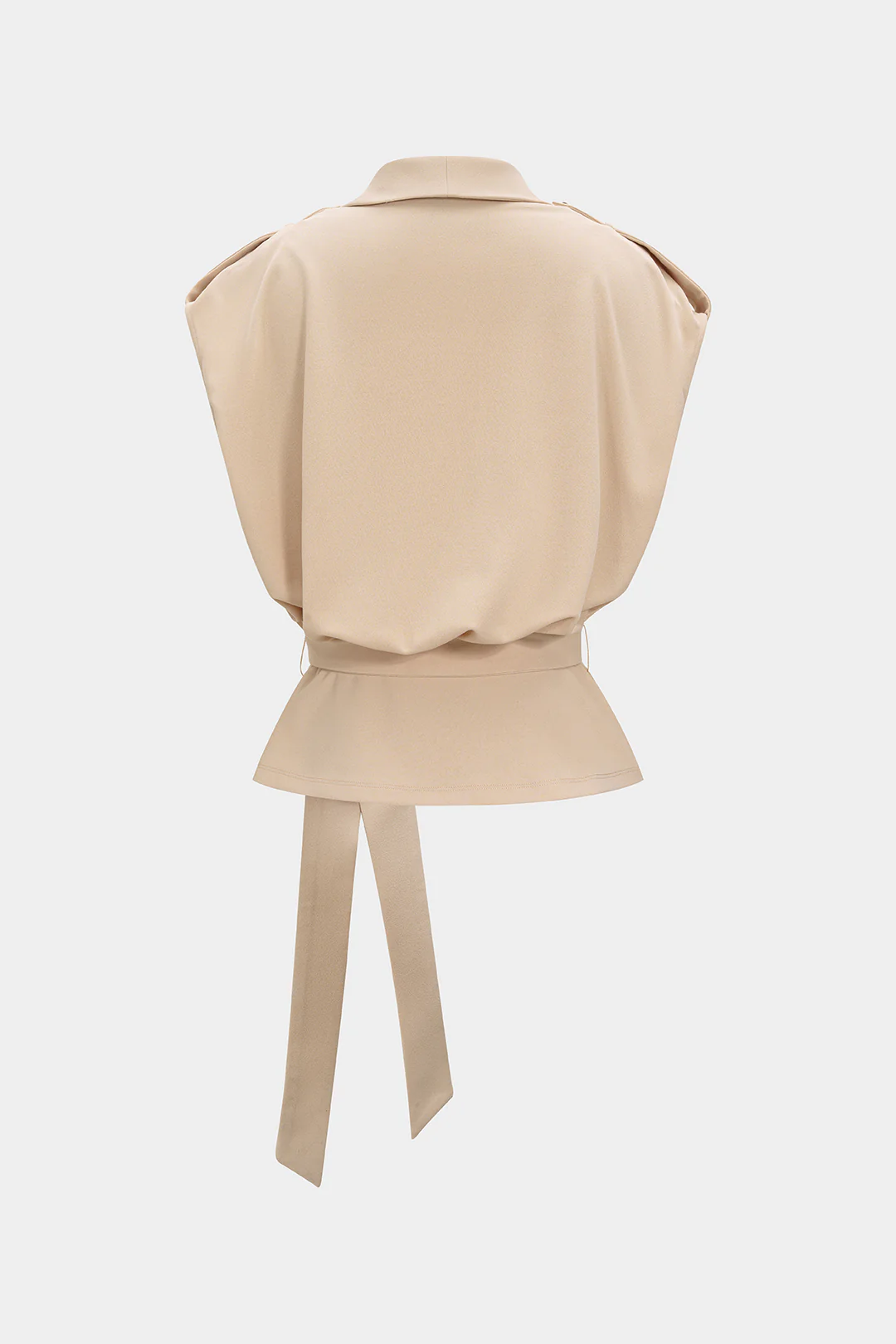 Linen Tie Front Asymmetrical Vest - Image 2