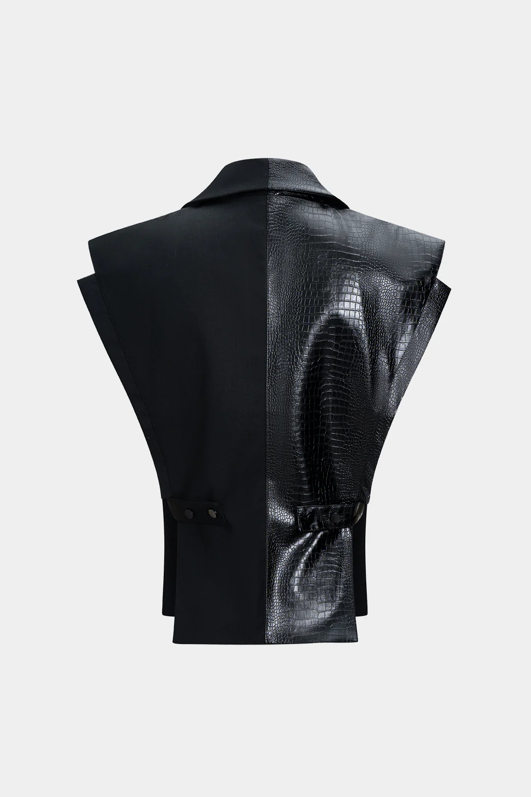 Faux Leather Patchwork Shoulder Pads Vest - Image 2