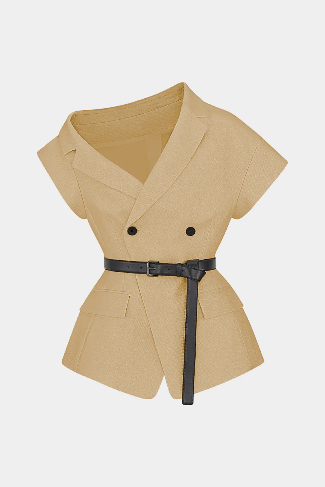 Asymmetrical Neck Belted Vest - Image 8