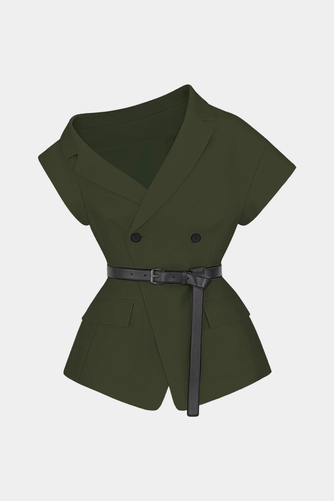 Asymmetrical Neck Belted Vest - Image 9