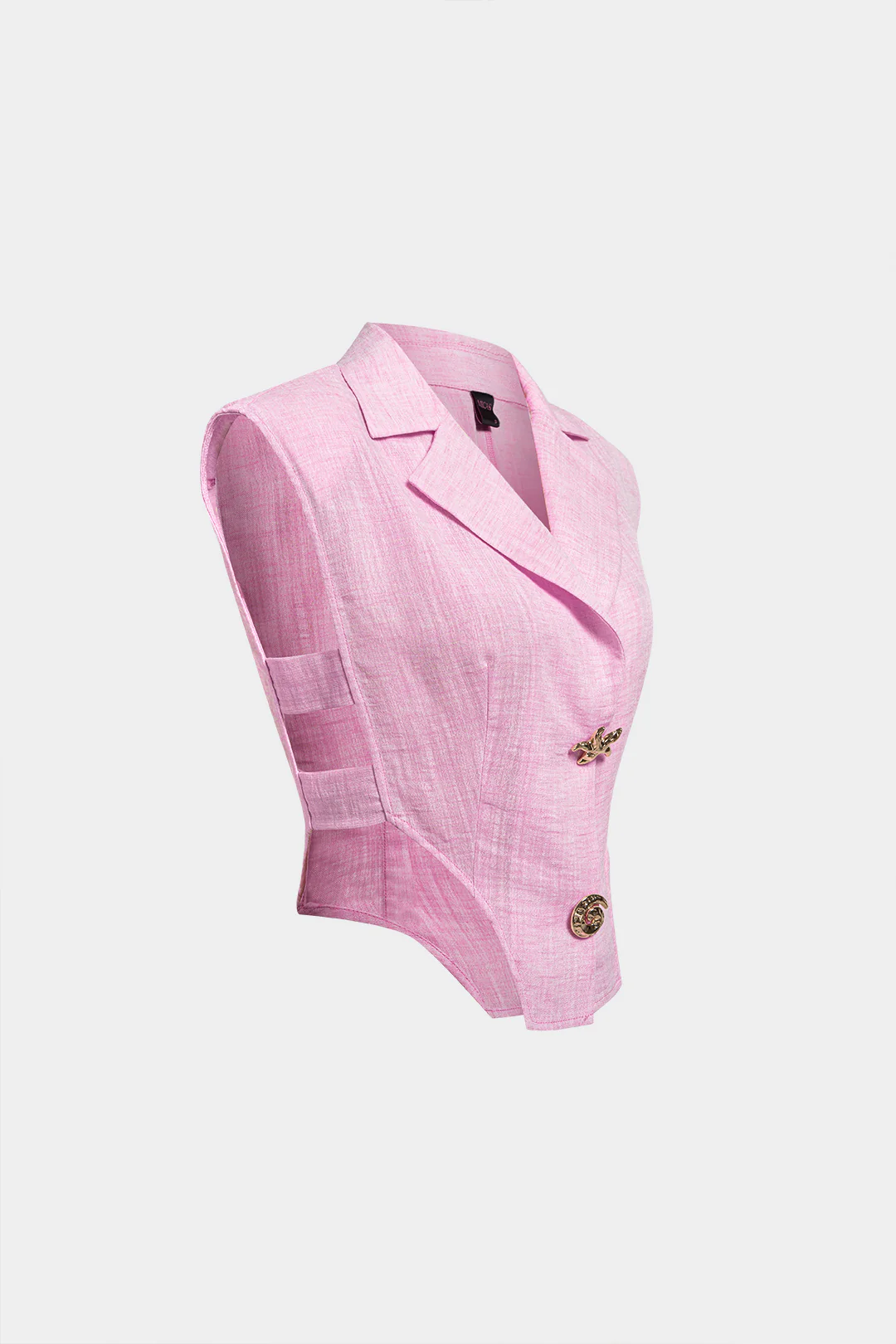 Notched Lapel Metallic Shoulder Pads Vest - Image 2