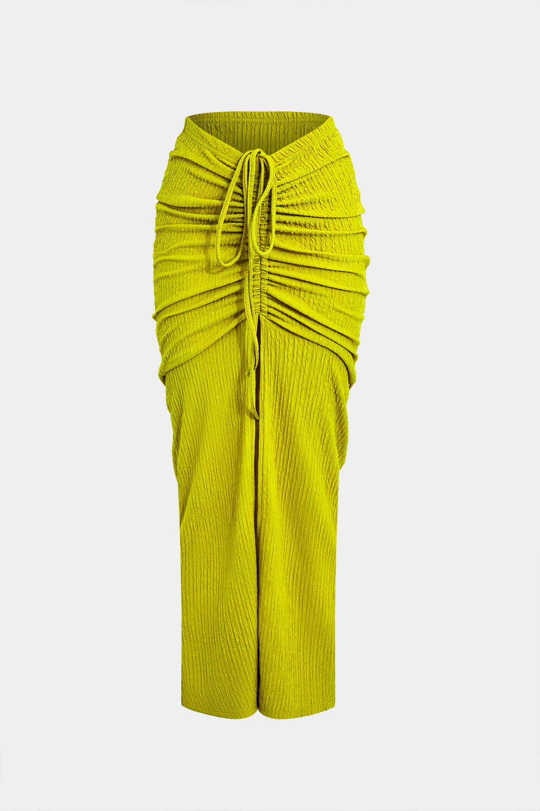 Textured Crop Top And Drawstring Ruched Skirt Set - Image 3