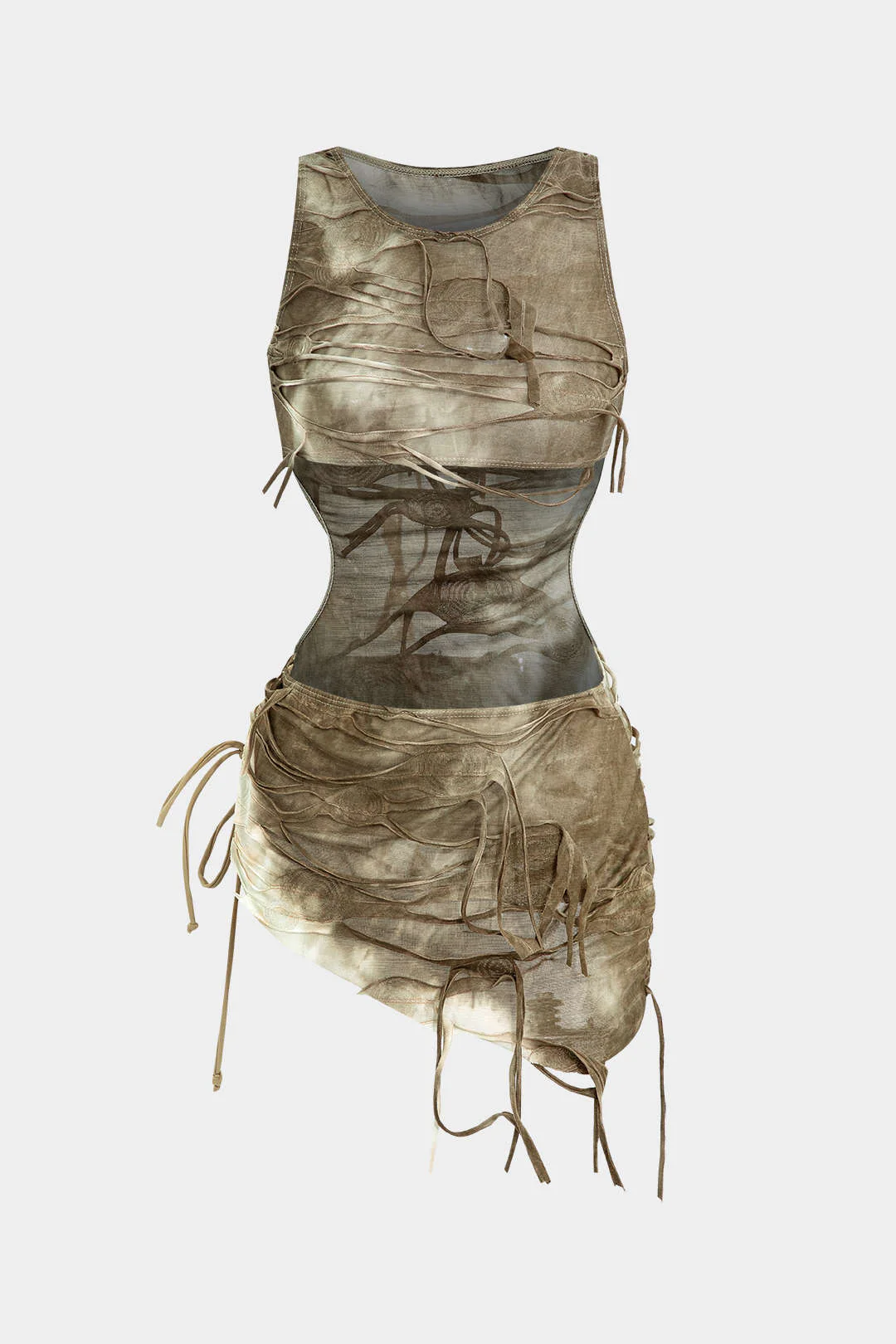 Halter Bikini And Tie Dye Cover Up Sarong 3-pcs Set - Image 4