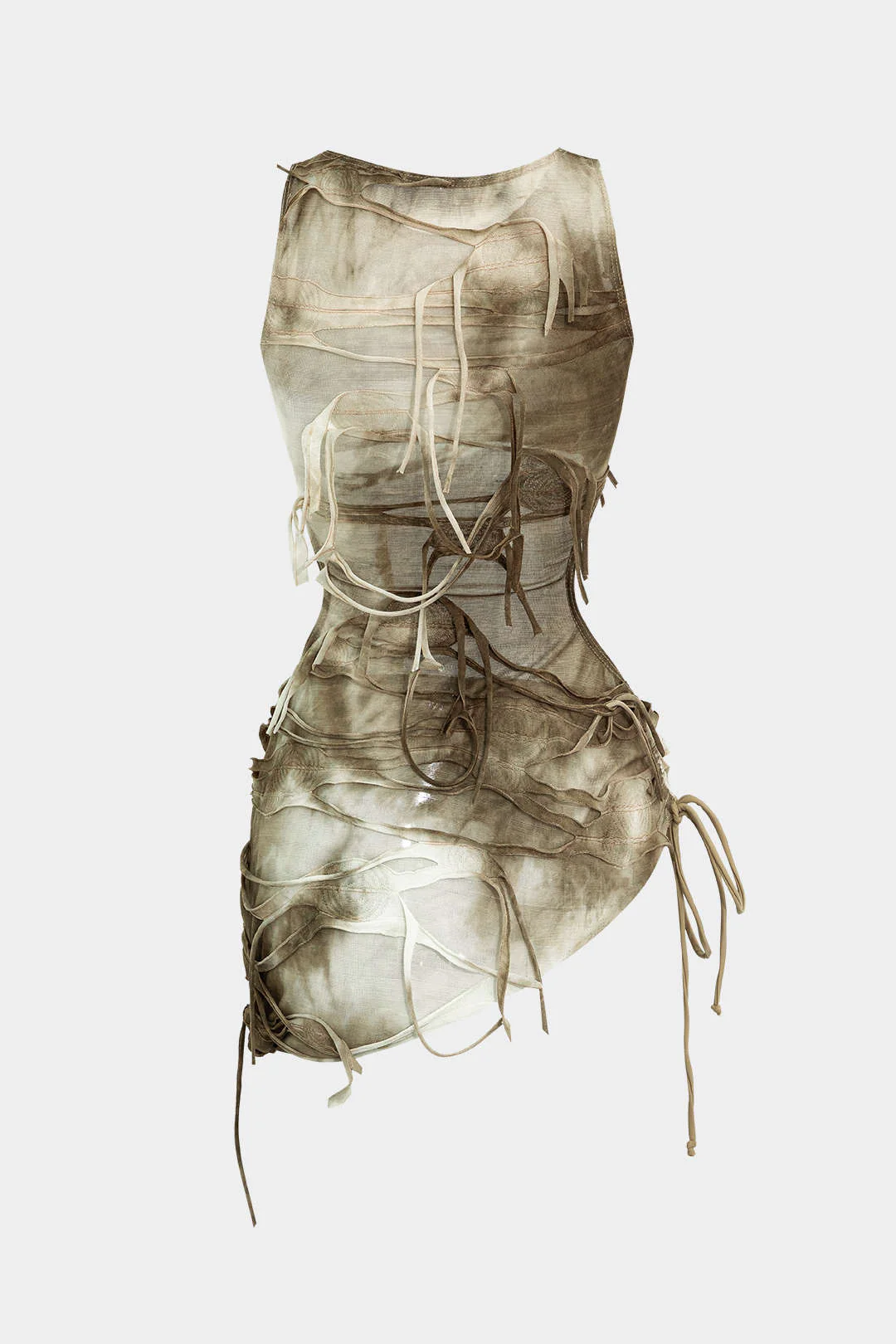 Halter Bikini And Tie Dye Cover Up Sarong 3-pcs Set - Image 5