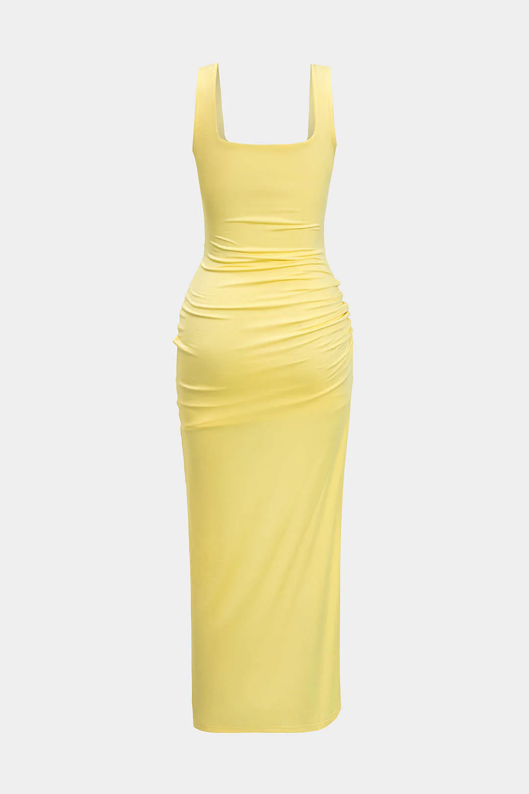 Solid Twist Front Cut Out Slit Midi Dress - Image 2