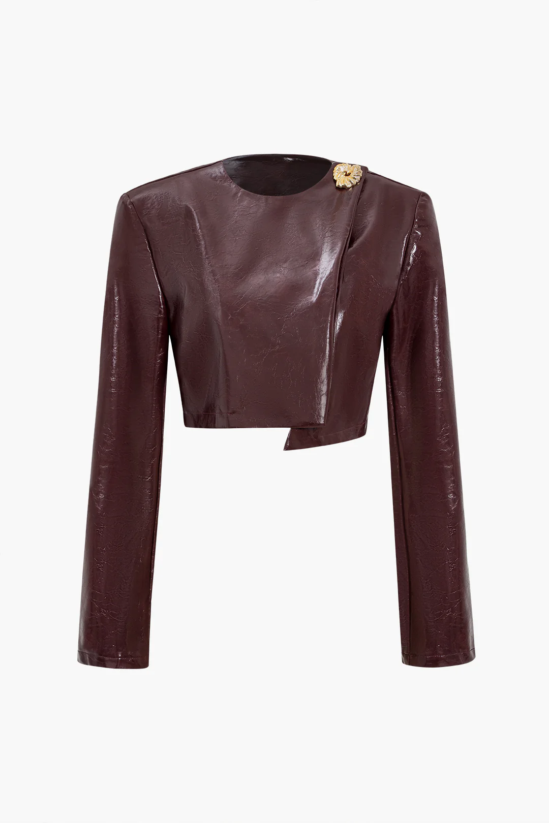 Asymmetrical Faux Leather Skirt Set - Image 2