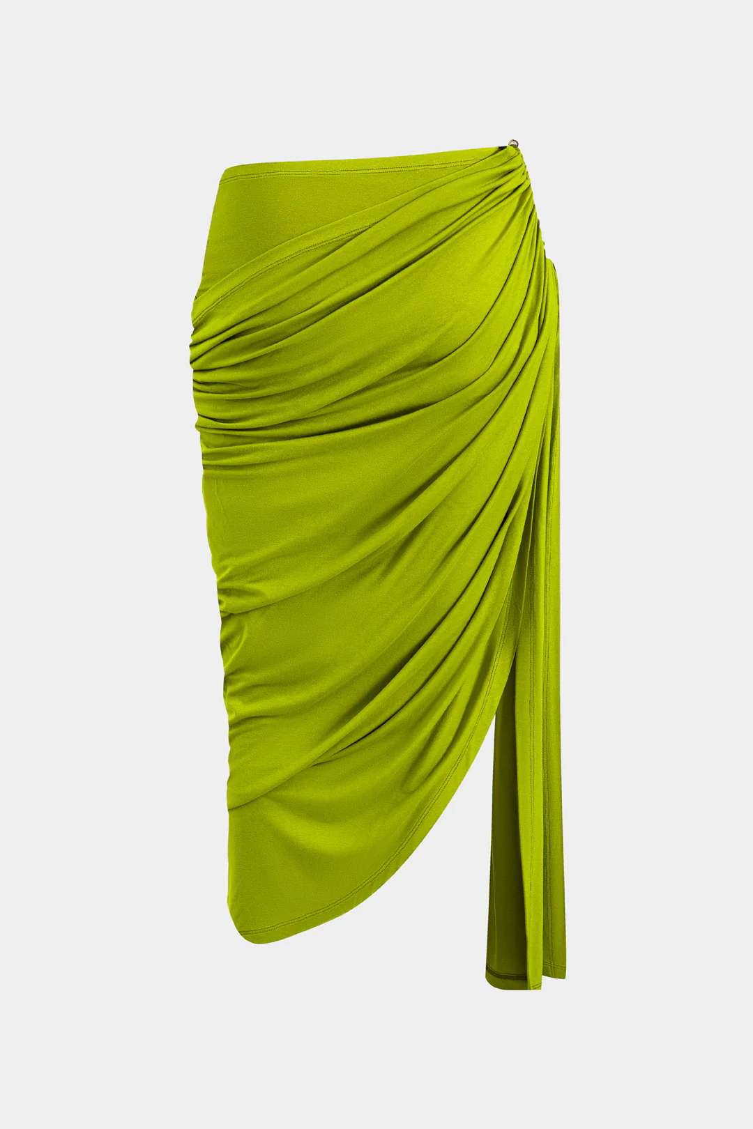 Solid Ruched Top And Metal Asymmetrical Skirt Set - Image 5