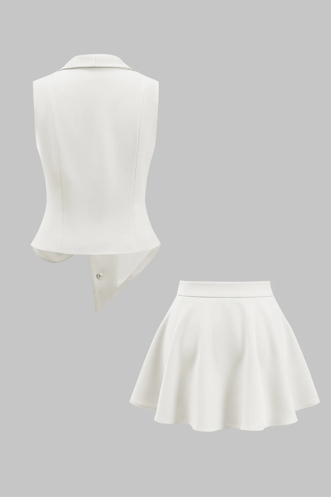 Metallic Asymmetrical Vest And Skirt Set - Image 2