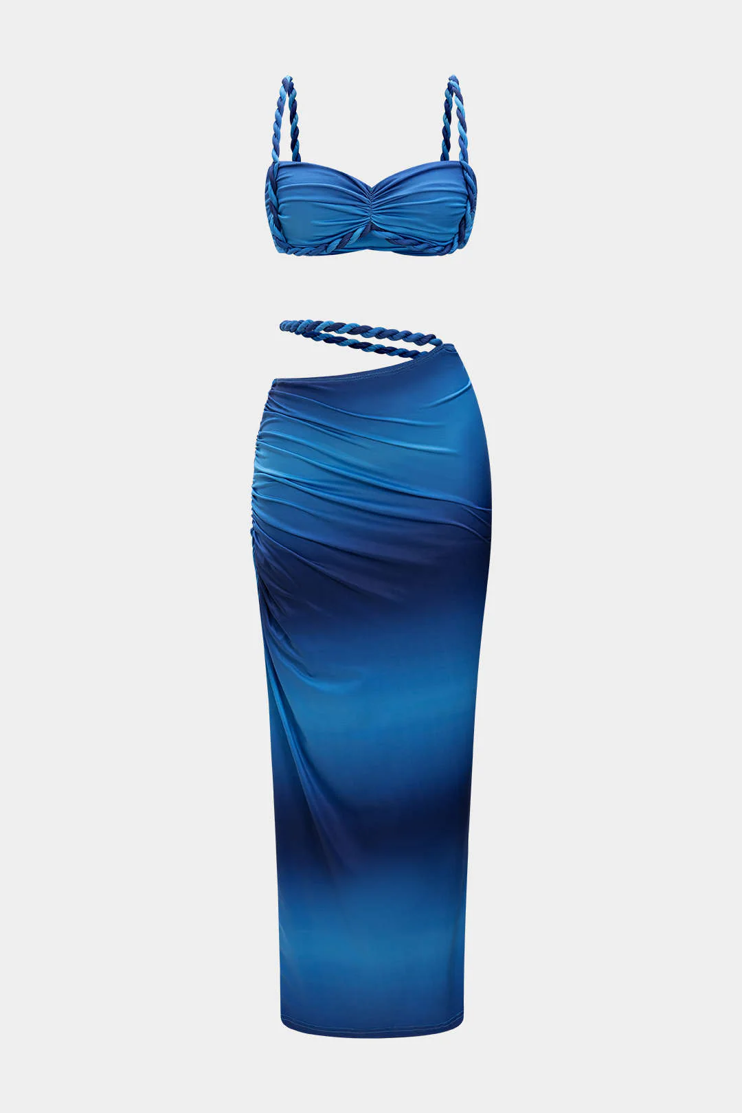 Ruched Backless Cami Top And Cut Out Skirt Set - Image 10