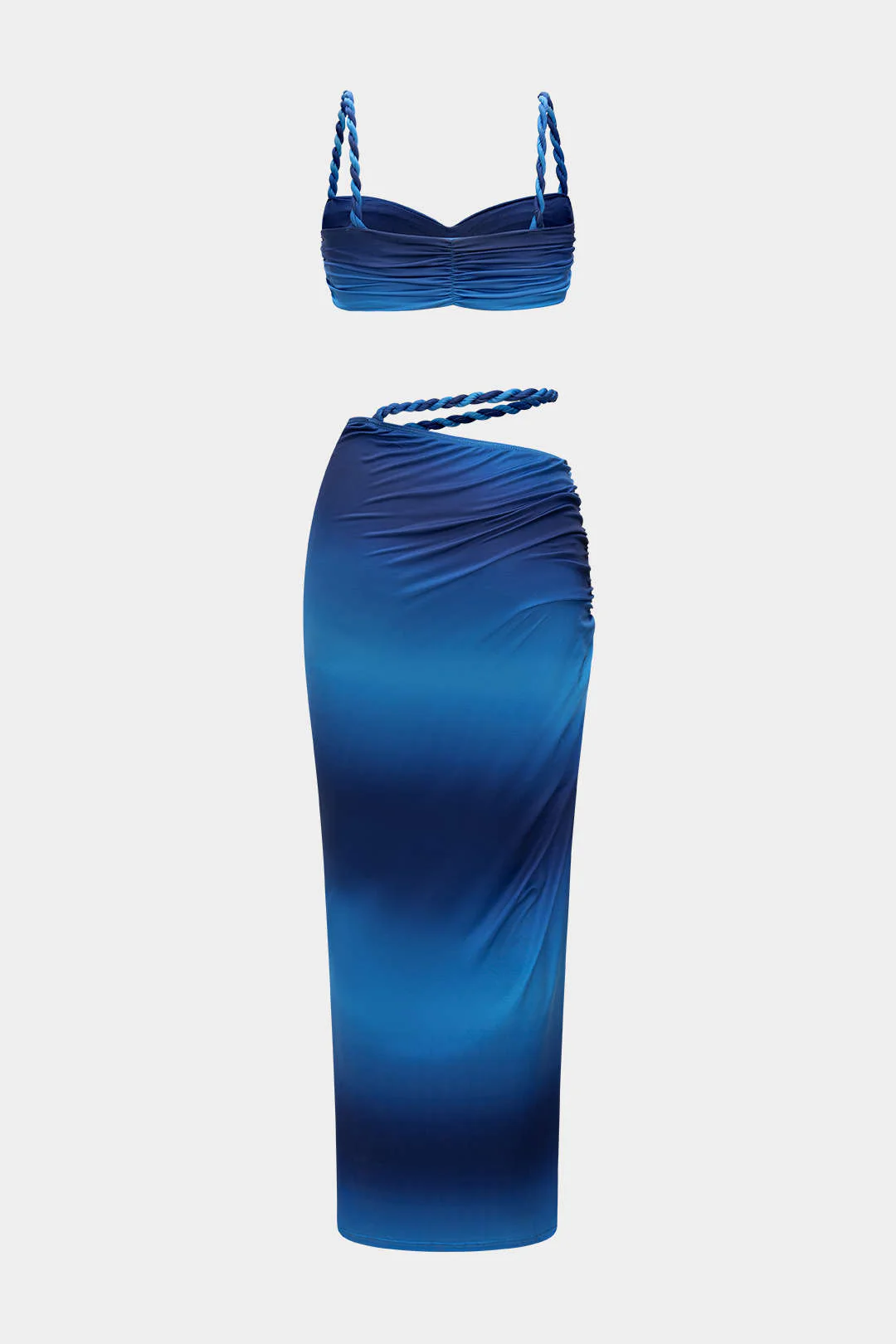Ruched Backless Cami Top And Cut Out Skirt Set - Image 11