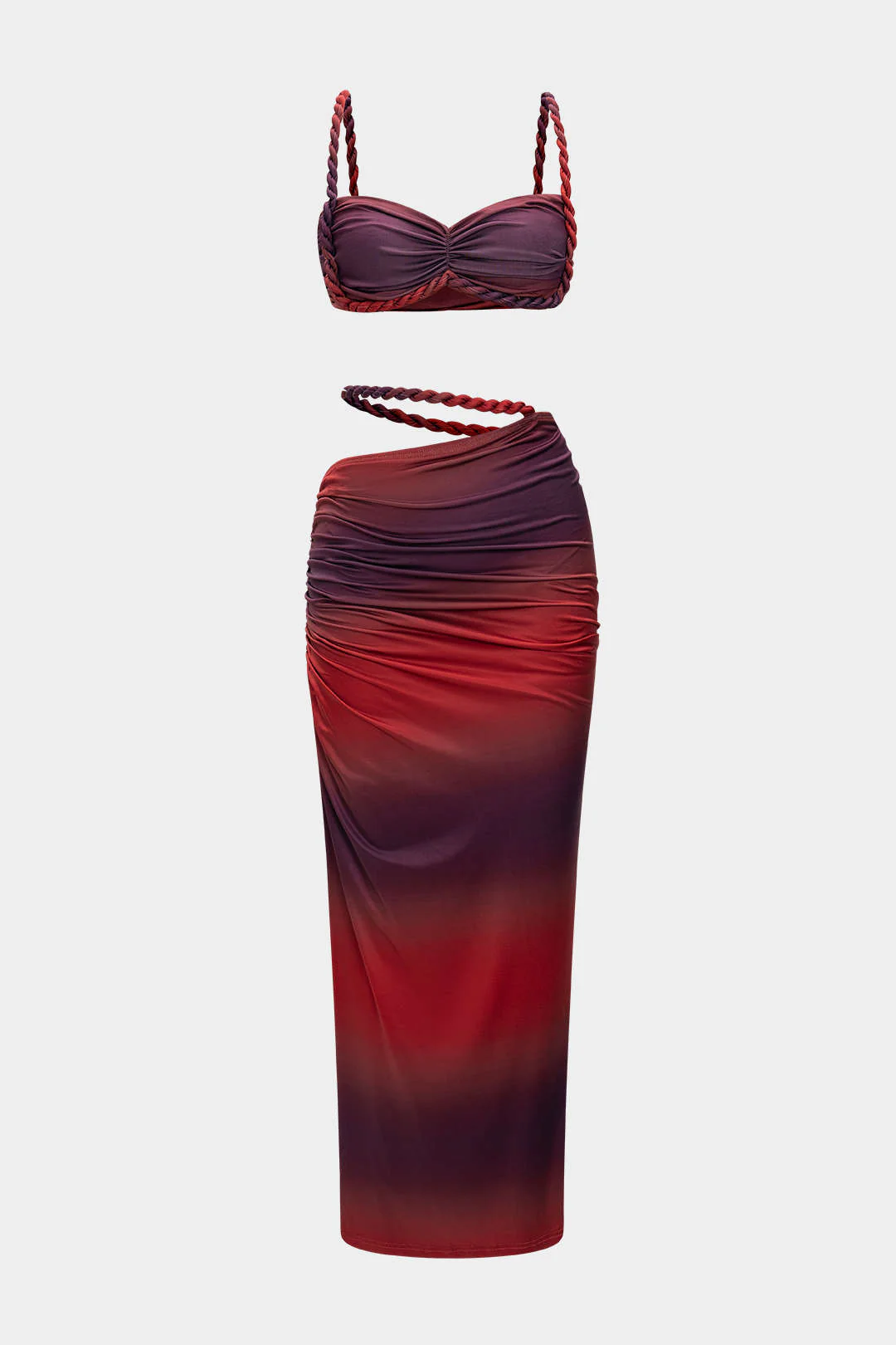 Ruched Backless Cami Top And Cut Out Skirt Set - Image 12