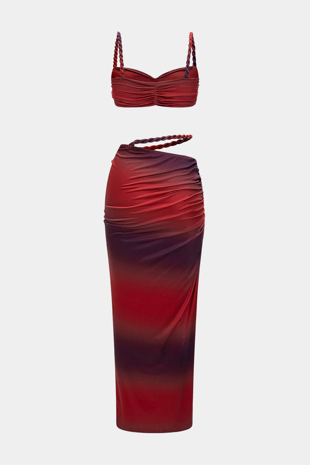 Ruched Backless Cami Top And Cut Out Skirt Set - Image 13