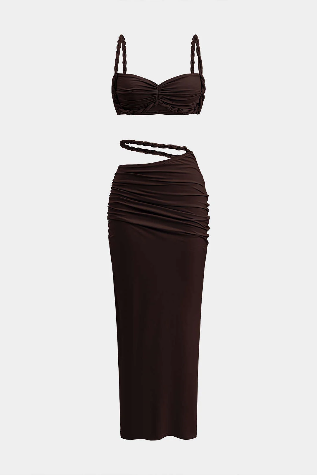 Ruched Backless Cami Top And Cut Out Skirt Set - Image 8