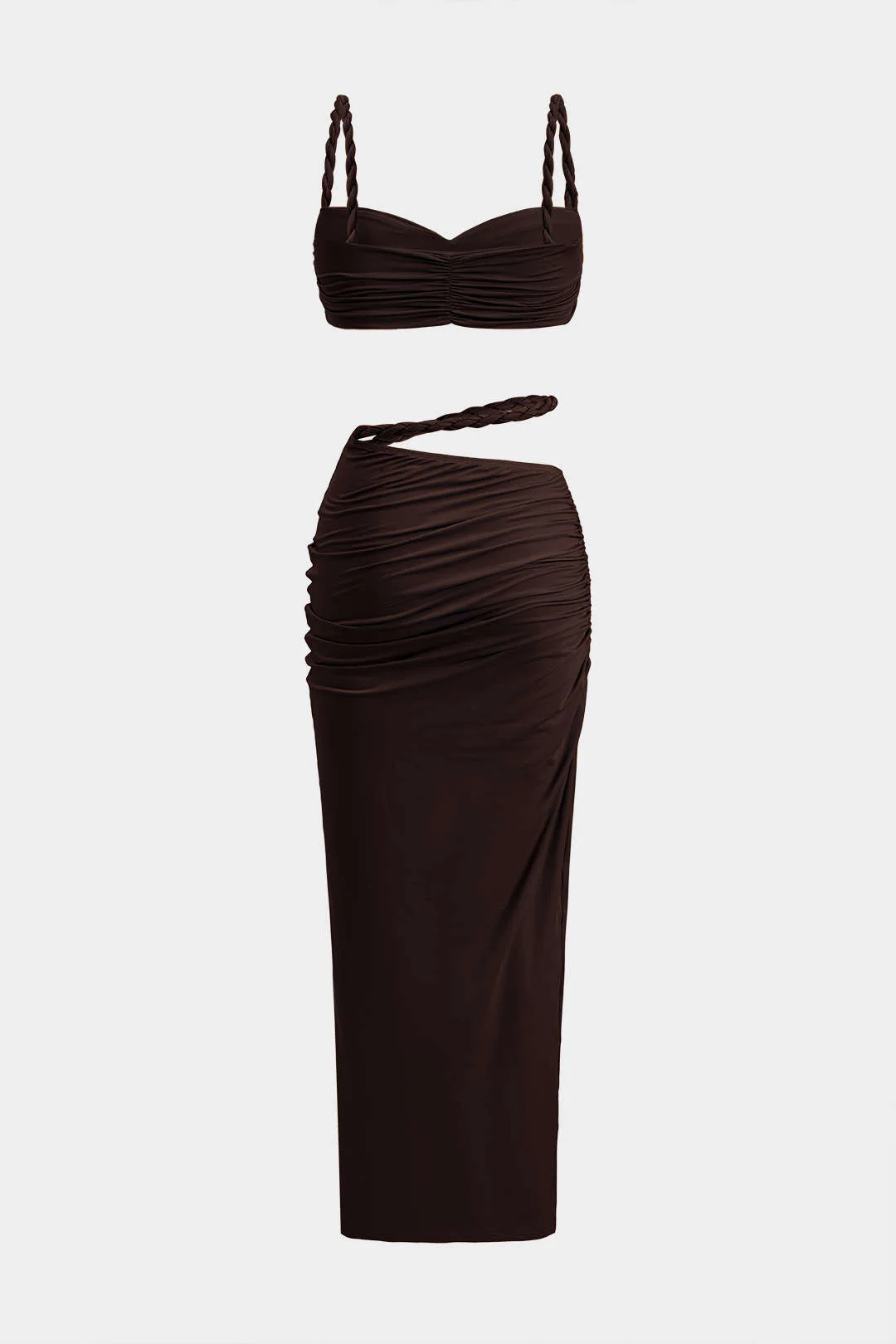 Ruched Backless Cami Top And Cut Out Skirt Set - Image 9