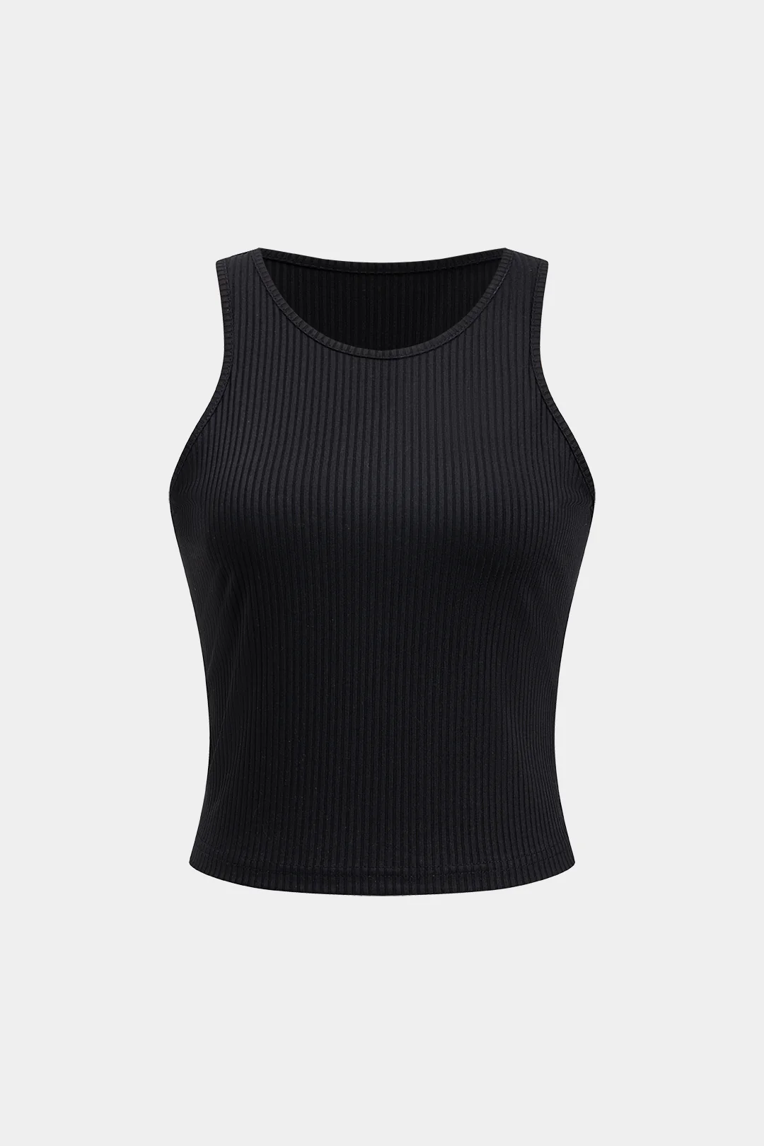 Ribbed Tank Top And Contrast Asymmetrical Zipper Skirt Set - Image 2