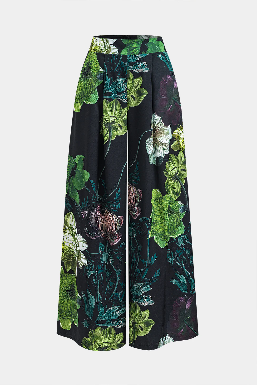 Ruched Short Sleeve Top And Floral Print Zipper Wide Leg Trousers Set - Image 4