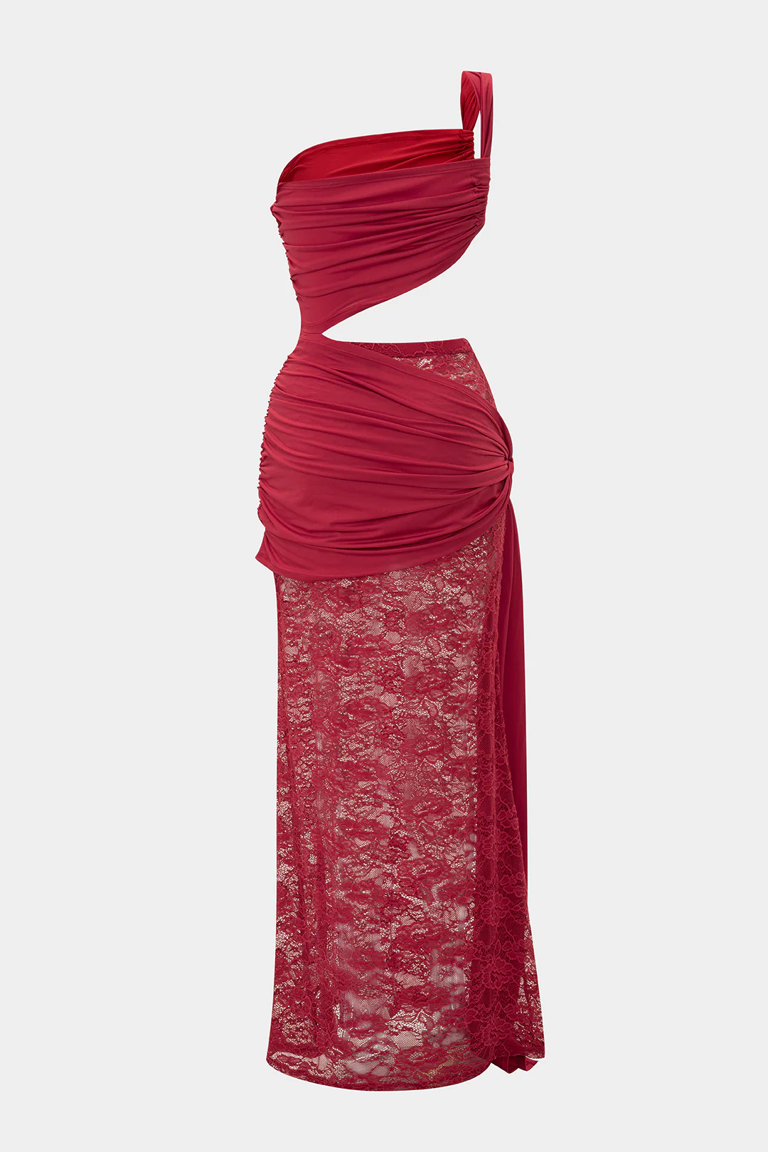 Lace Tie Front Hollow Out Patchwork Ruched Skirt Set - Image 5