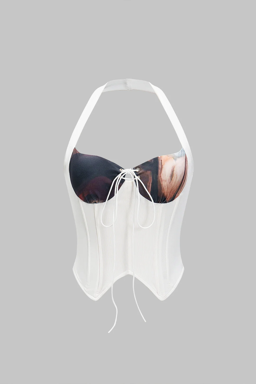 Halter Neck Bustier Drawstring Tank Top And Ruched Skirt Set - Image 2