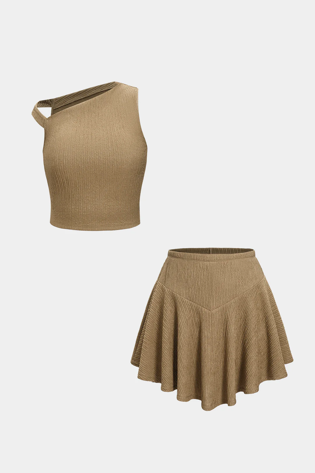 Asymmetrical Tank Top And Ruched Skirt Set - Image 11