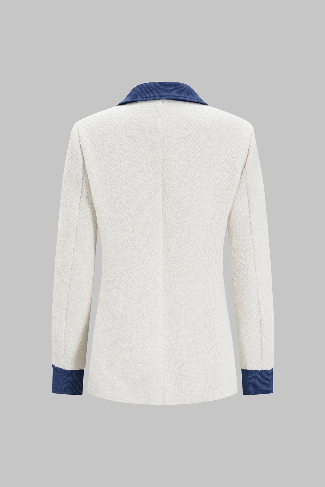 Denim Patchwork Button Blazer - Image 2