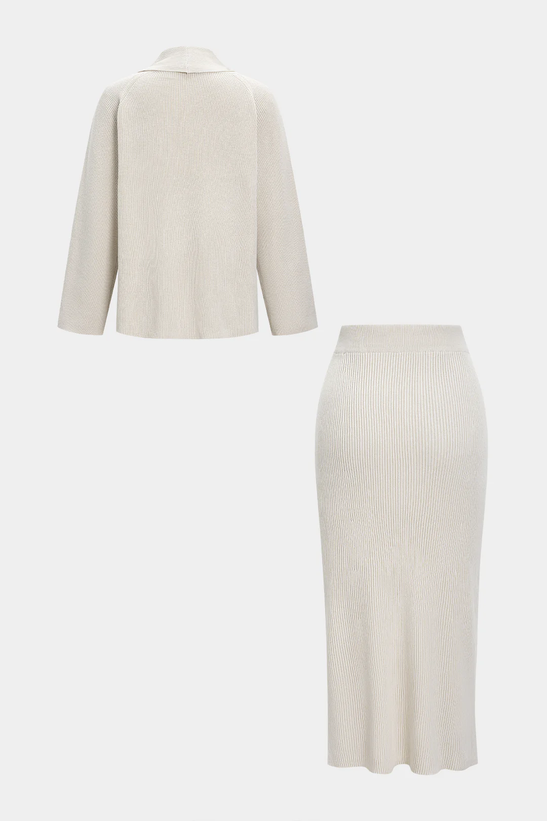 Knit Button Cardigan And Skirt Set - Image 2