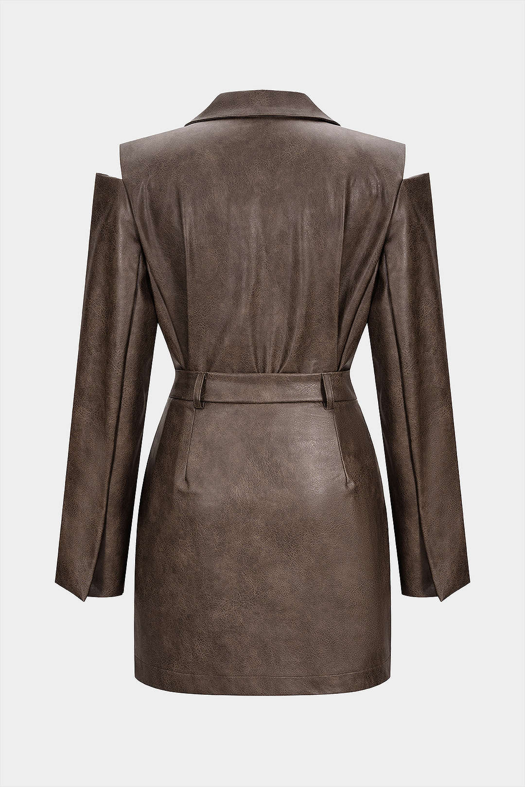Faux Leather Cut Out Jacket And Mini Skirt Set - Image 2
