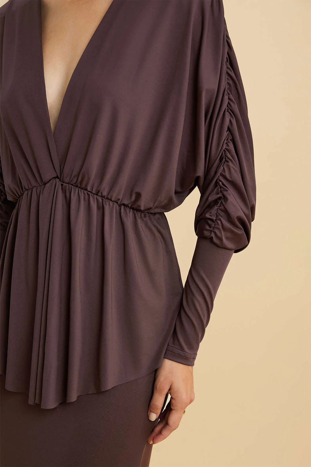 V-Neck Ruffle Long-Sleeve Top And Skirt Set - Image 5
