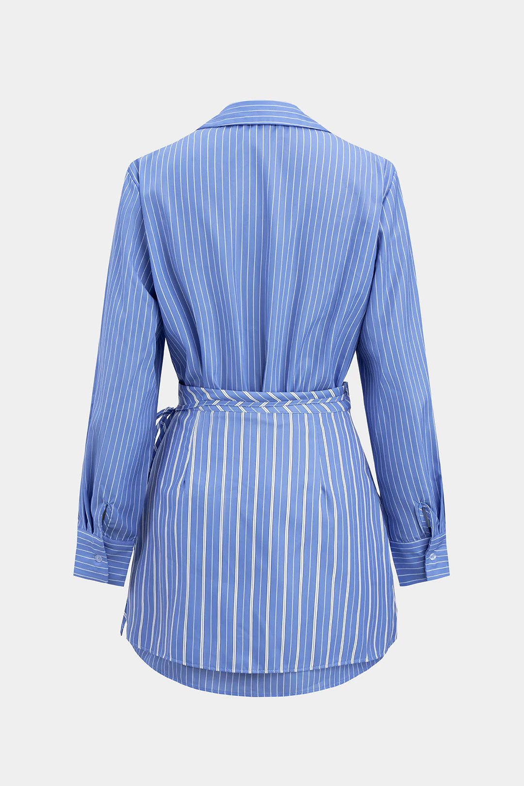 Stripes Print Button Long Sleeve Shirt And Tie-Up Skirt Set - Image 3