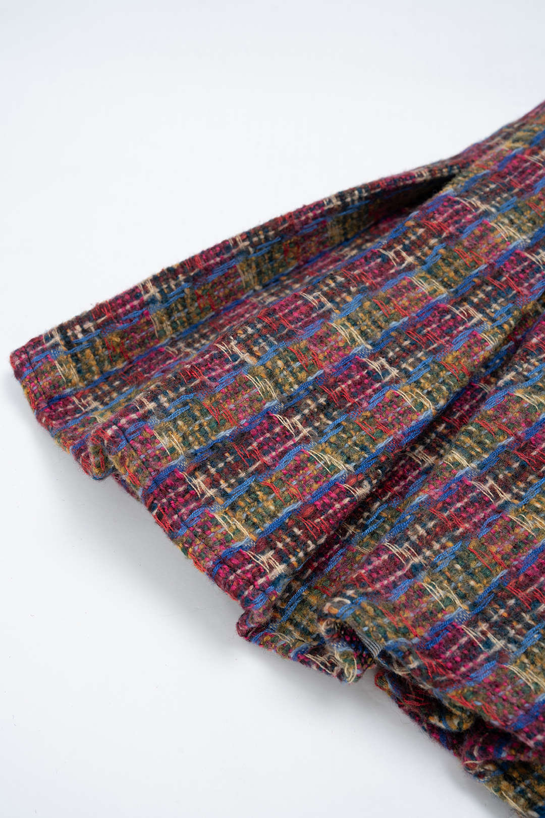Tweed Patchwork Button Pockets Jacket And Pleated Mini Skirt Set - Image 4
