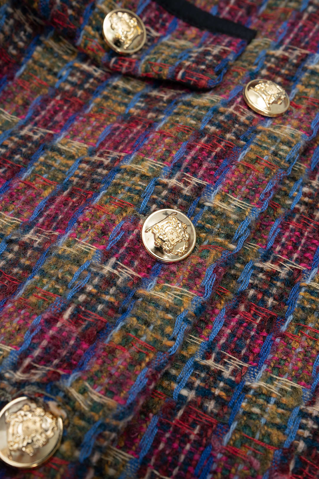 Tweed Patchwork Button Pockets Jacket And Pleated Mini Skirt Set - Image 5