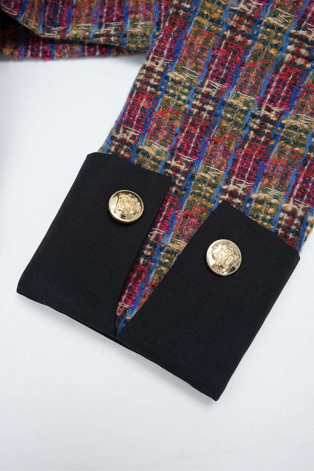 Tweed Patchwork Button Pockets Jacket And Pleated Mini Skirt Set - Image 6