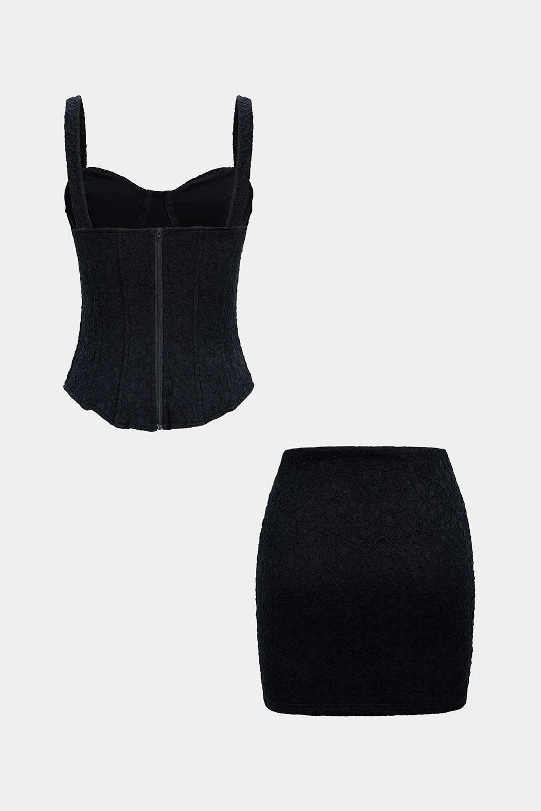 Lace Corset Waist Cami Top And Mini Skirt Set - Image 3