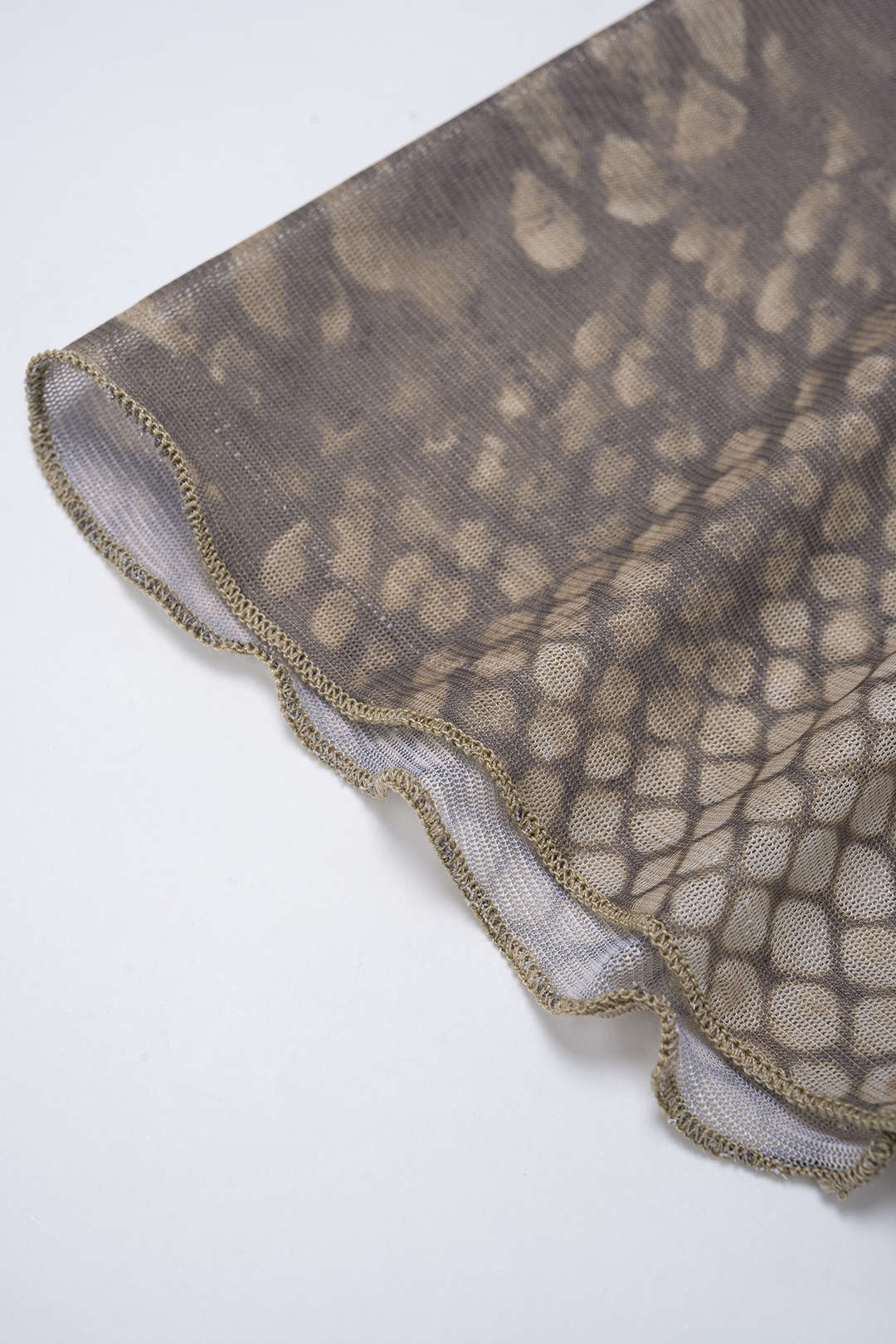 Snake Skin Print Draped Cowl Neck Long Sleeve Top And Irregular Hem Skirt Set - Image 4