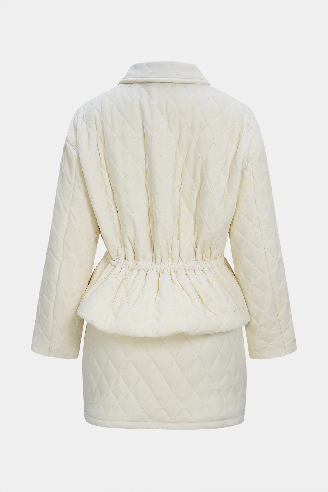 Quilted Velvet Zipper Jacket And Mini Skirt Set - Image 3