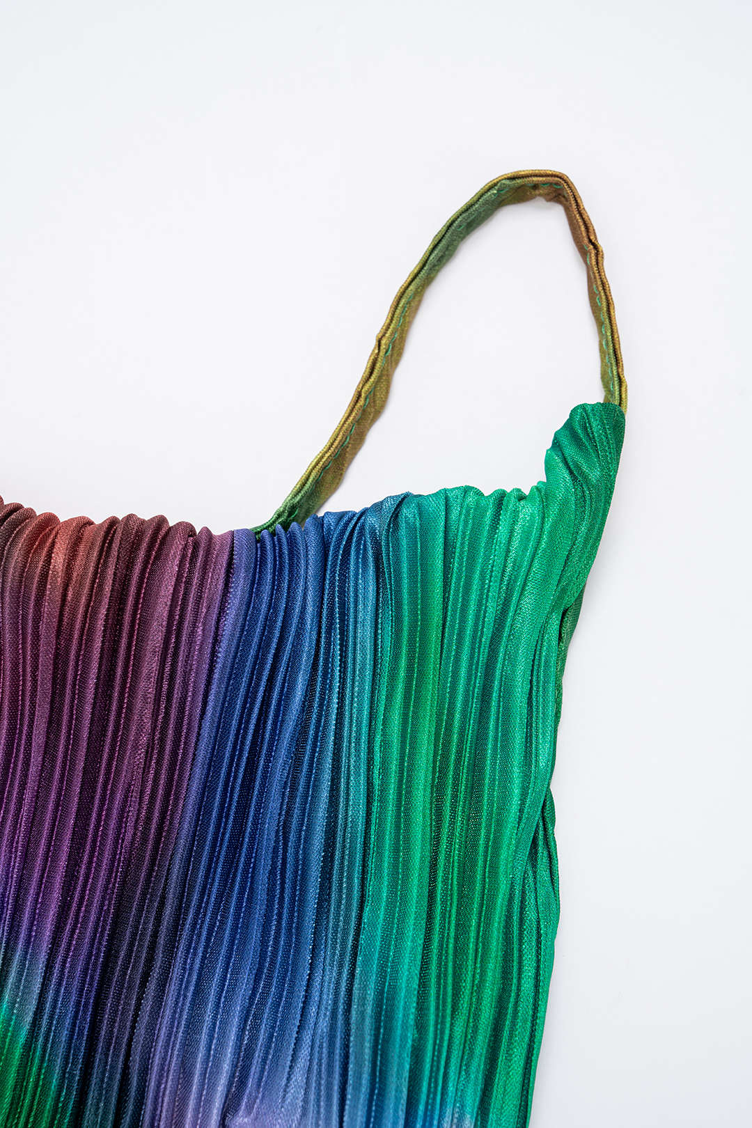 Tie Dye Print Satin Pleated Round Neck Cami Top And High Waist Skirt Set - Image 5
