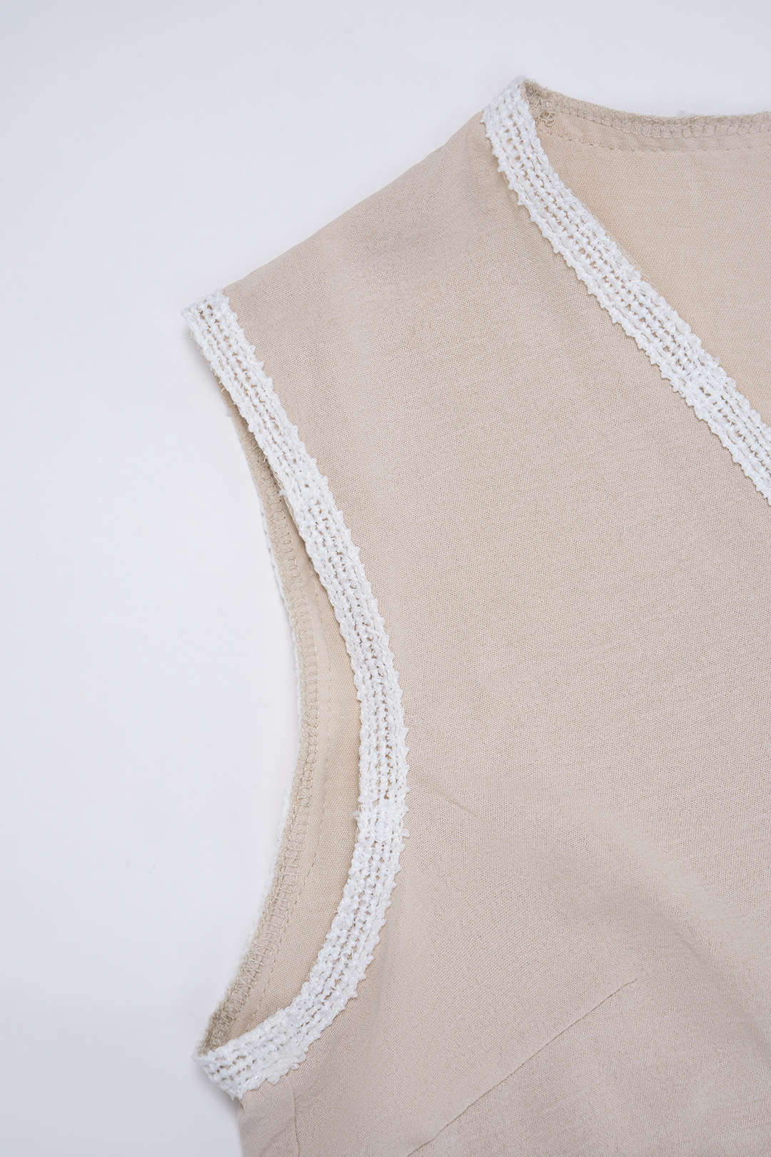 Flower Applique V-Neck Tank Top And Zipper Skirt Set - Image 5