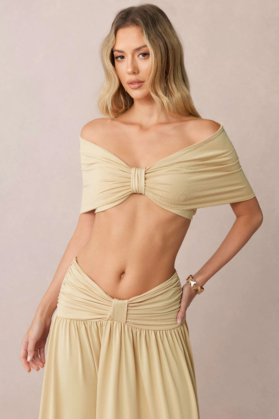 Ruched Off-Shoulde Top And Skirt Set - Image 4