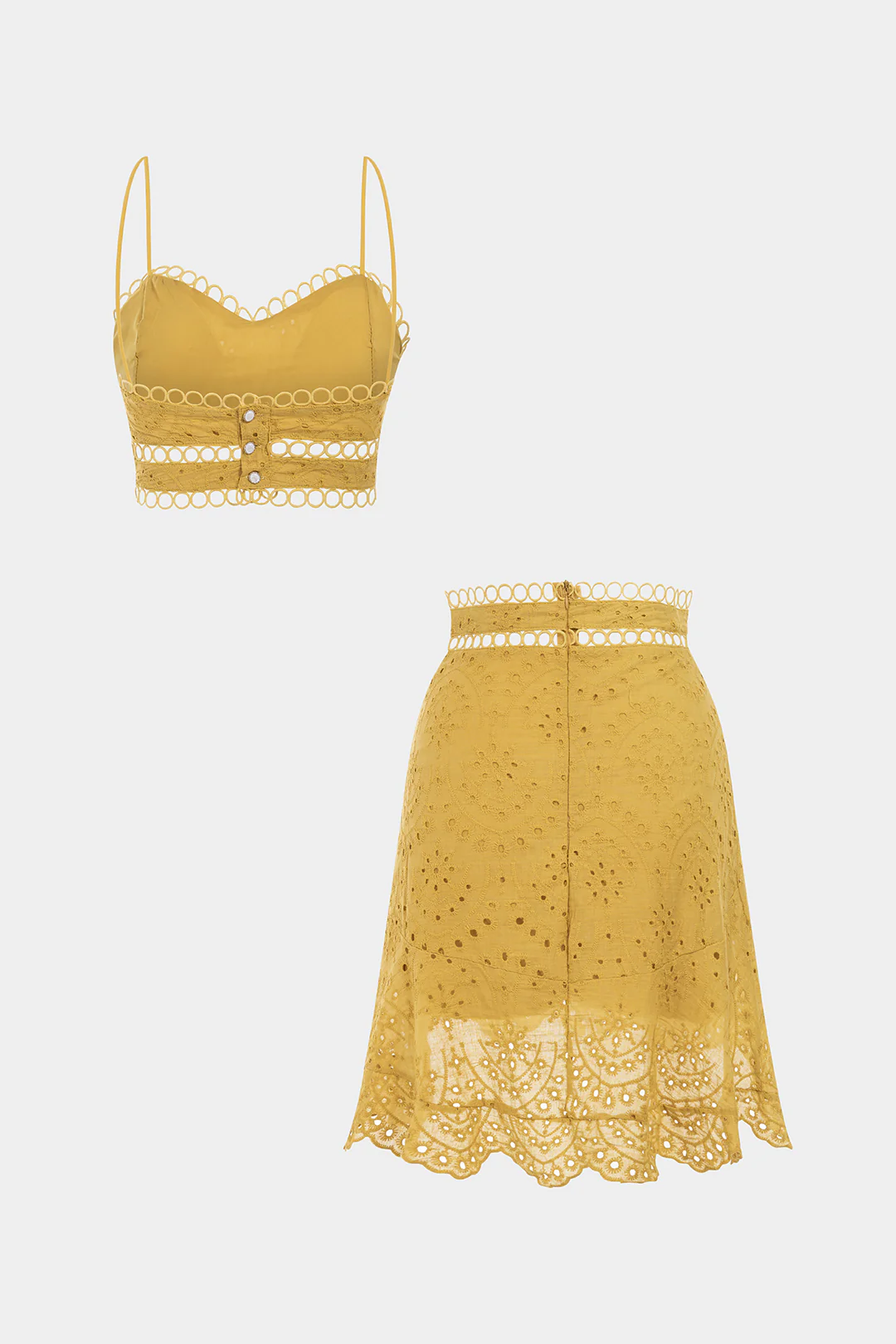 Hollow Out Backless Cropped Cami Top And High Waist Skirt Set - Image 2