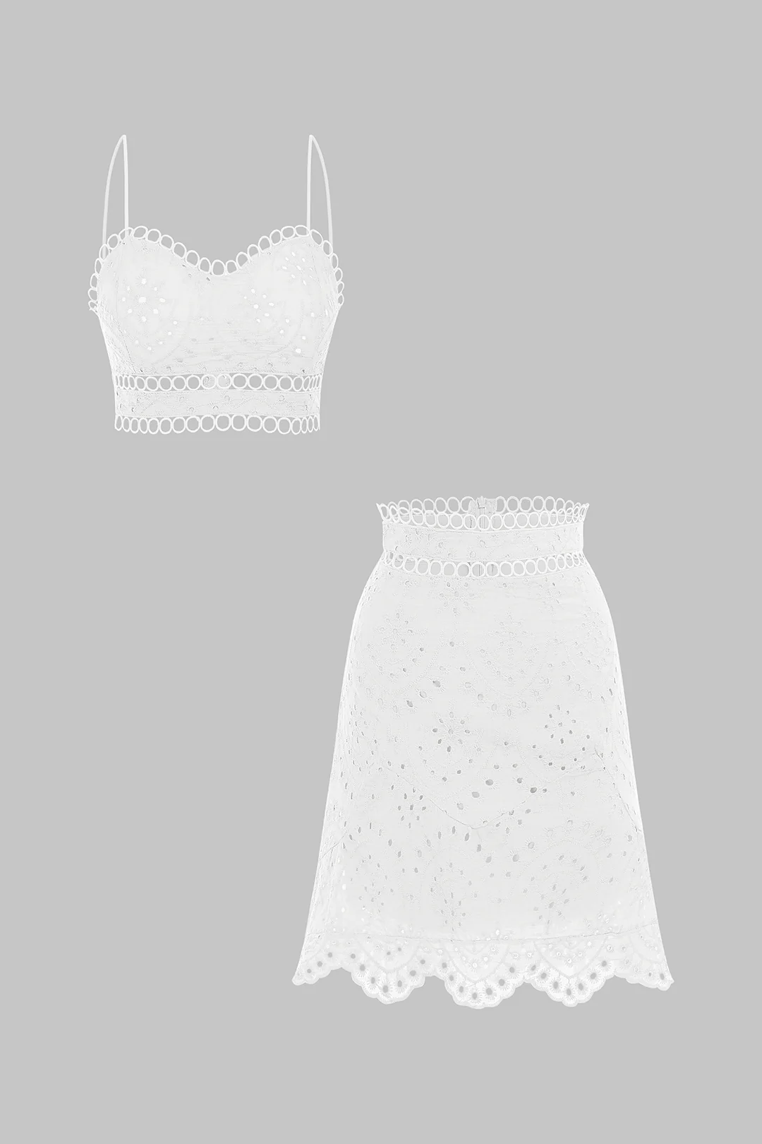Hollow Out Backless Cropped Cami Top And High Waist Skirt Set - Image 7