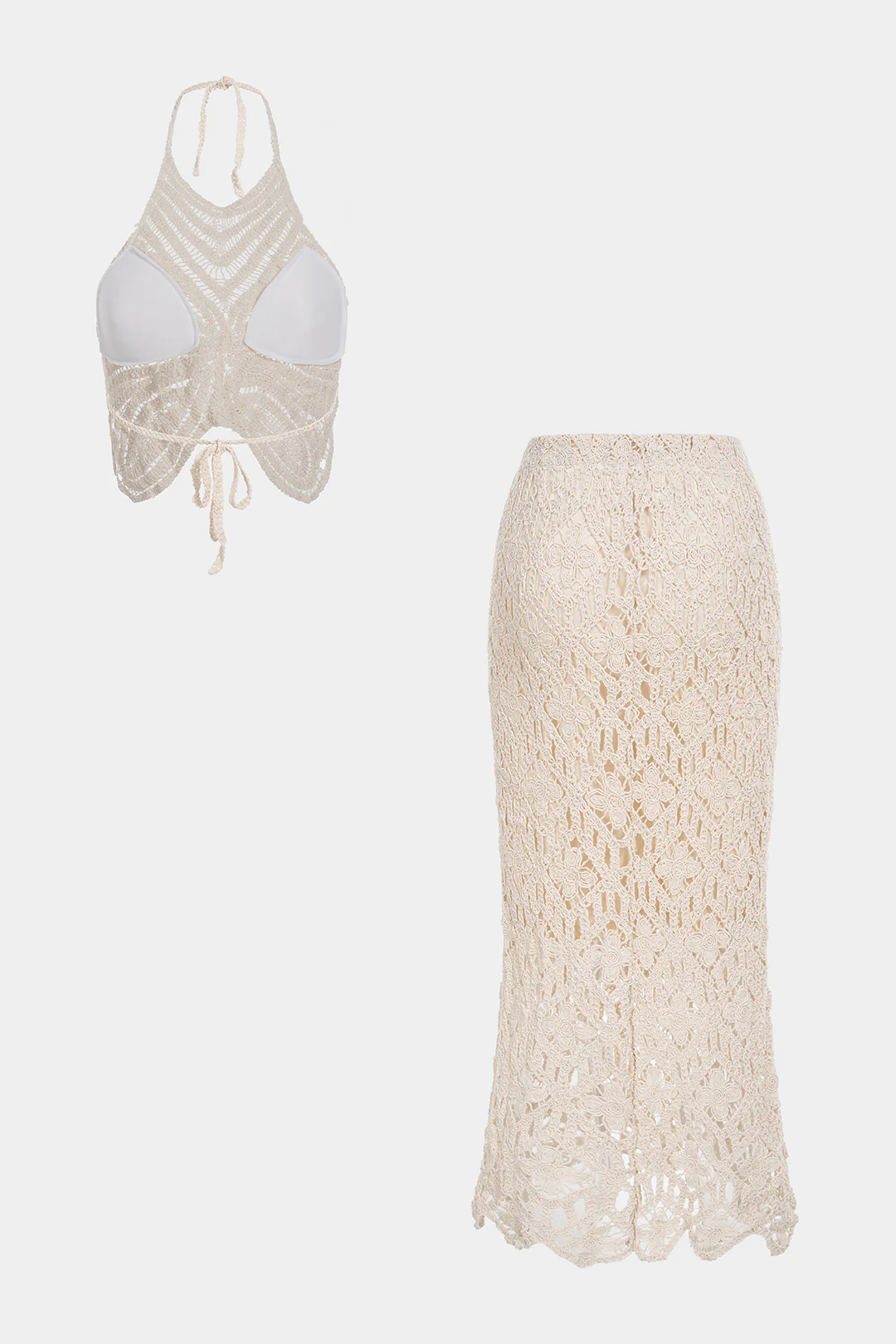 Halter Tie Back Hollow Out Cami Top And Skirt Set - Image 2