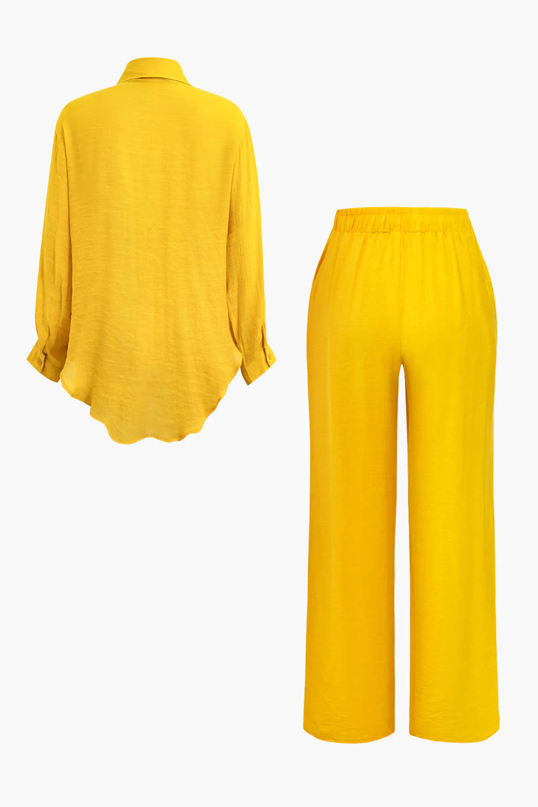Tie Front Shirt And Wide Leg Pants Set - Image 3