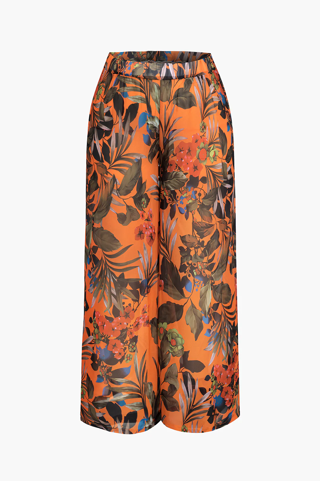 Plus Size Floral Print Bikini And Wide Leg Pants Set - Image 8