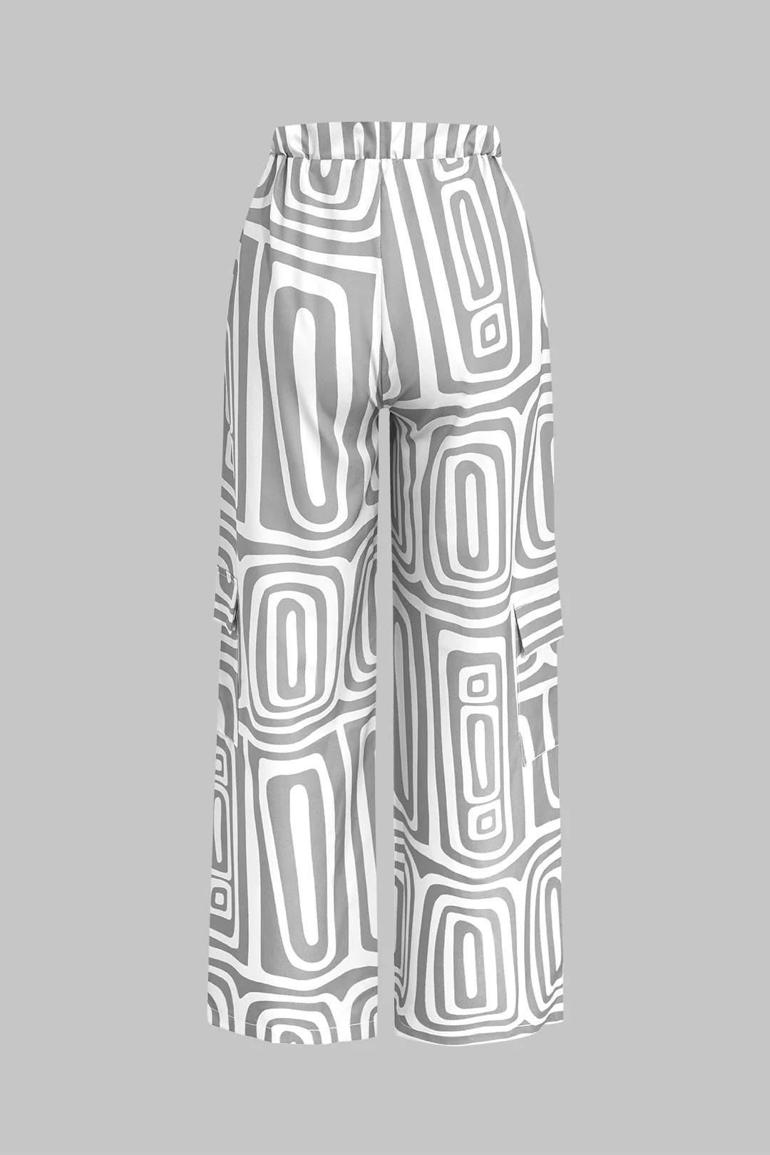 Solid Knot Shirt And Artistic Print Pants Set - Image 10
