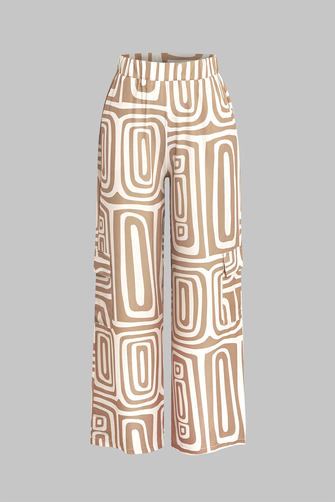 Solid Knot Shirt And Artistic Print Pants Set - Image 12