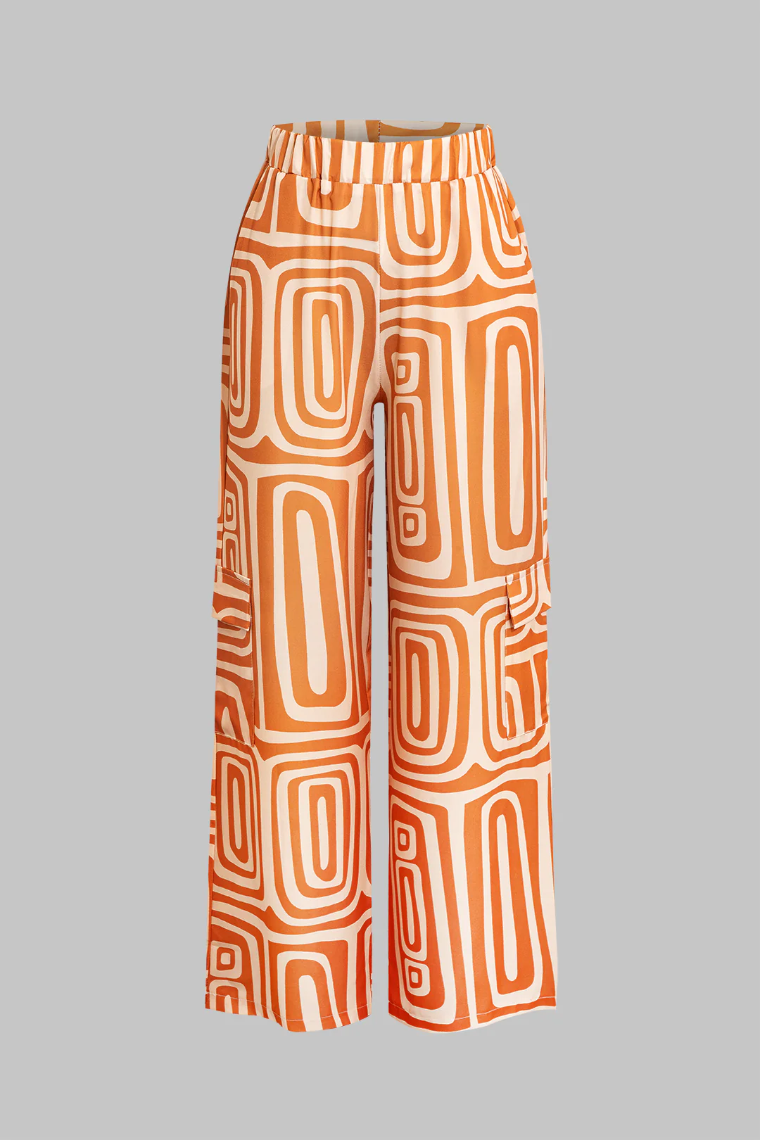 Solid Knot Shirt And Artistic Print Pants Set - Image 4