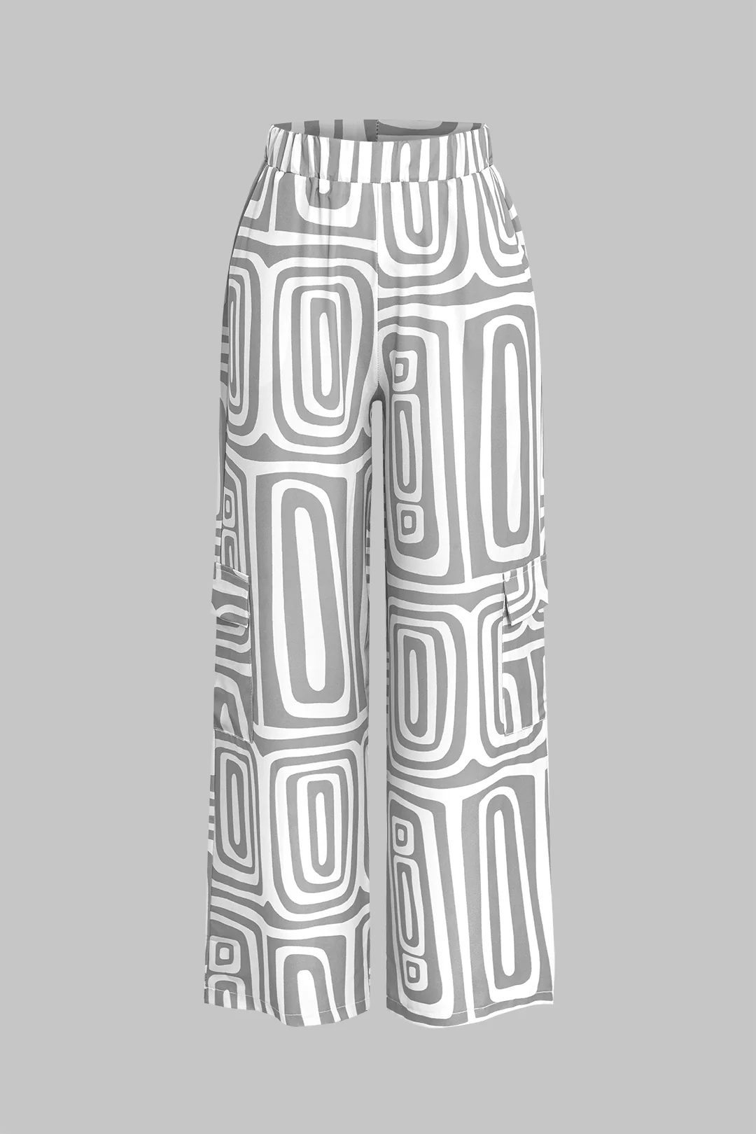 Solid Knot Shirt And Artistic Print Pants Set - Image 9