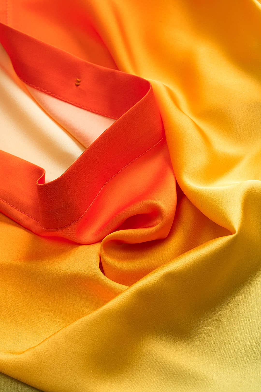 Ombre Print Satin Cowl Neck Short-Sleeve Shirt - Image 6