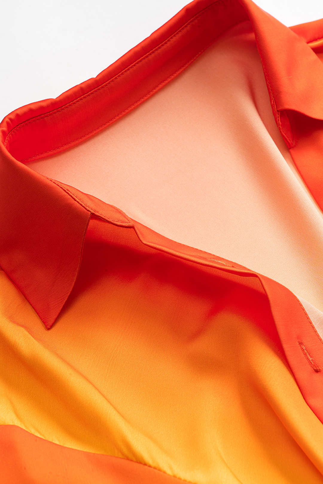 Ombre Print Satin Cowl Neck Short-Sleeve Shirt - Image 7