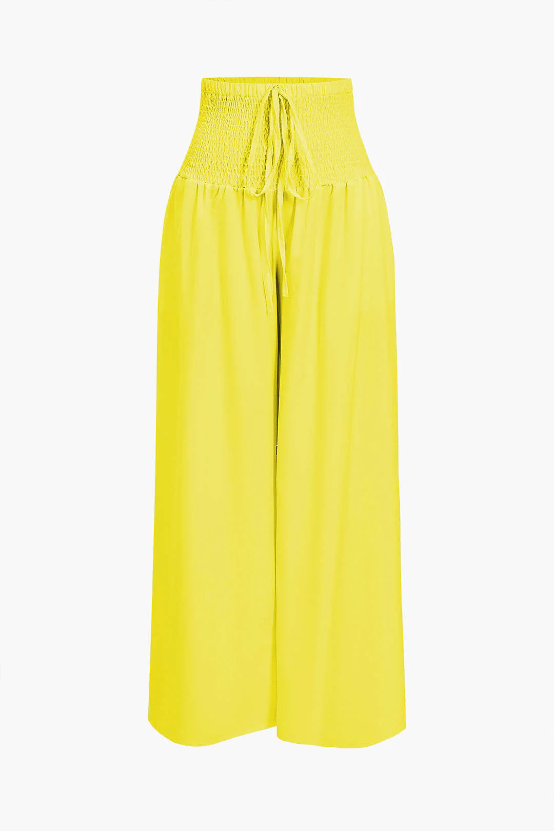 Ruched Tube Top And Tie Front Wide Leg Trousers Set - Image 3